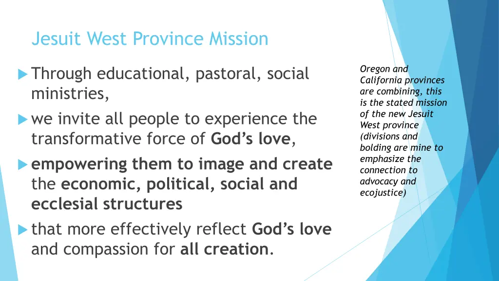 jesuit west province mission