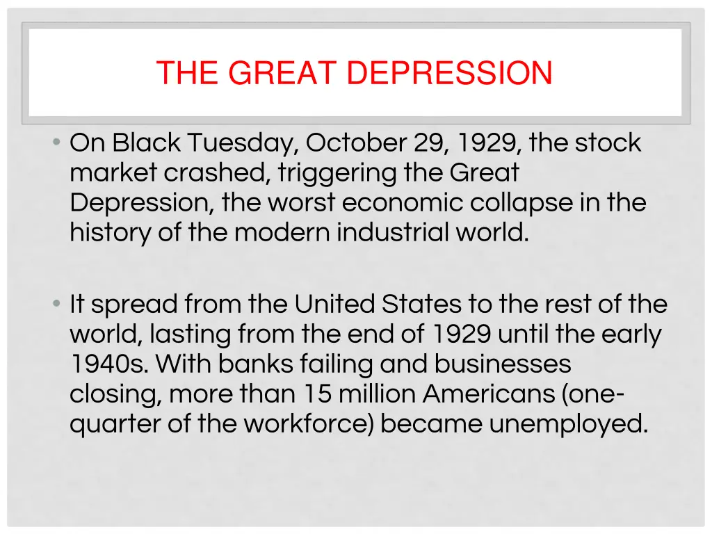 the great depression