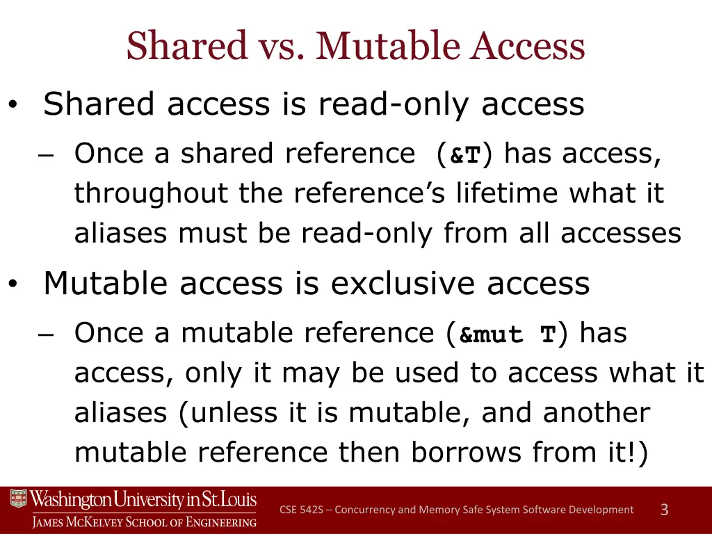 shared vs mutable access shared access is read