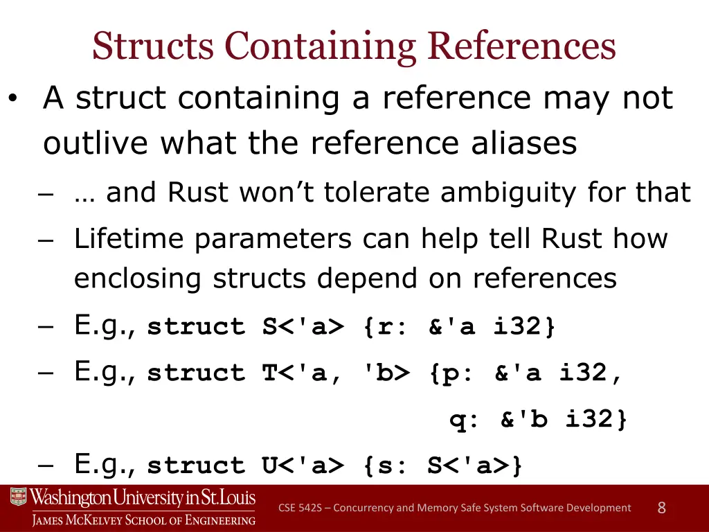 structs containing references a struct containing