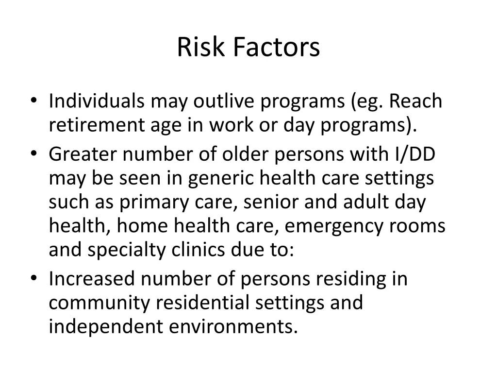 risk factors 1