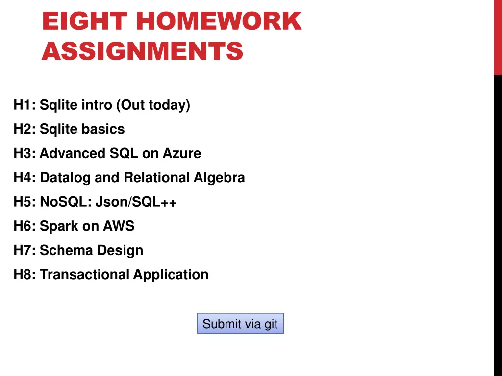 eight homework assignments