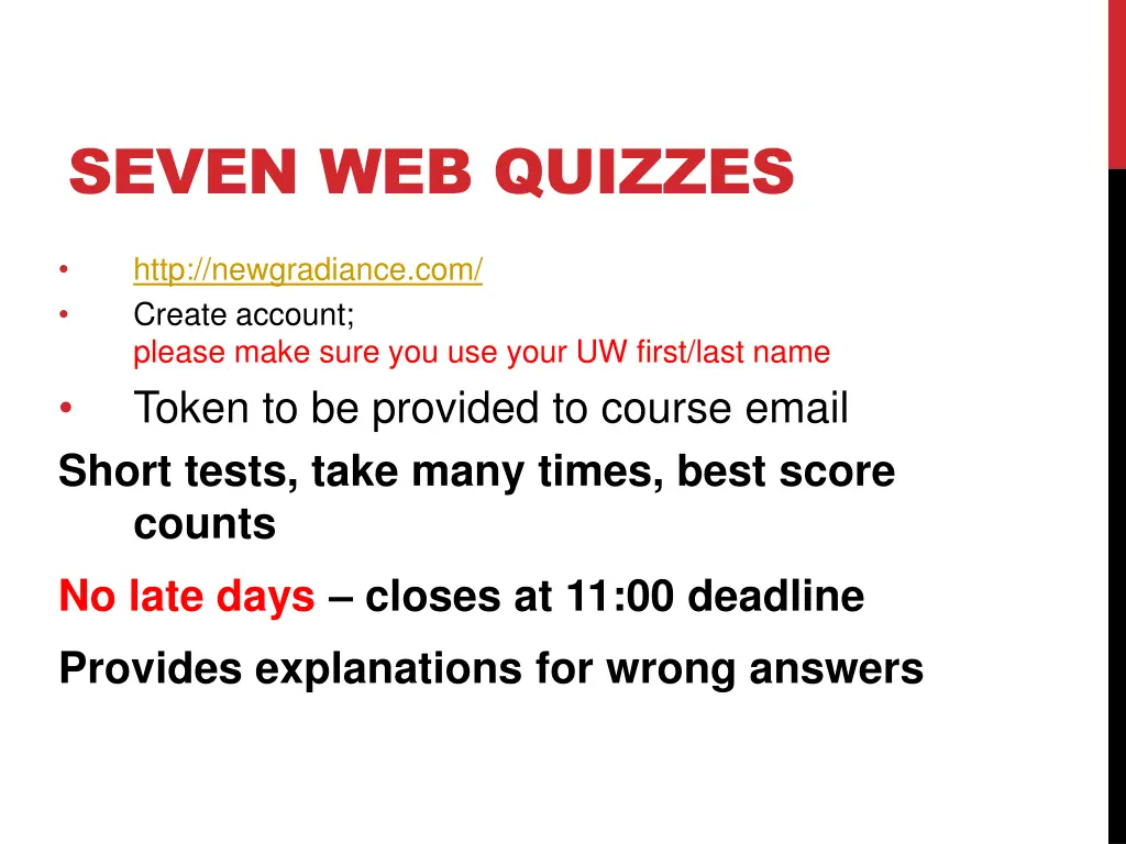 seven web quizzes