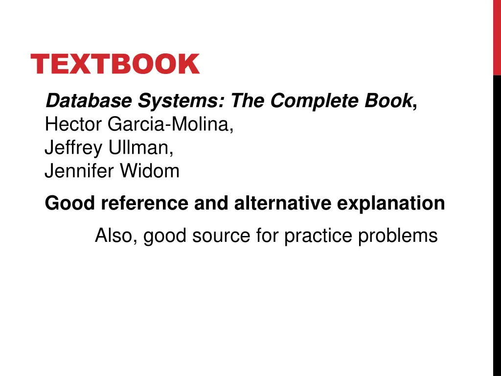 textbook database systems the complete book