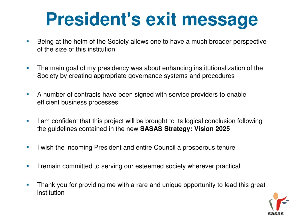 president s exit message