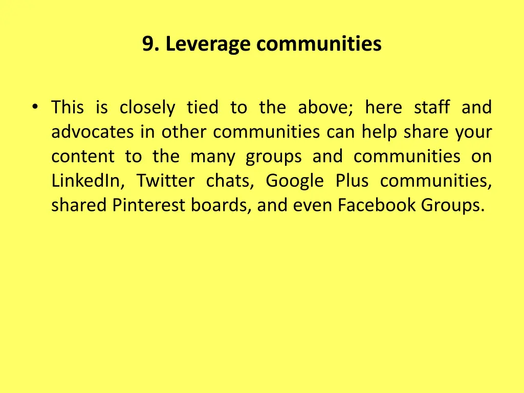 9 leverage communities