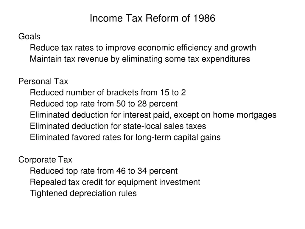 income tax reform of 1986