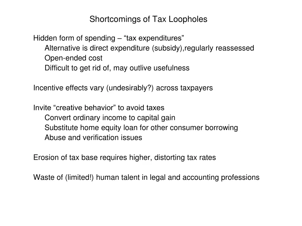 shortcomings of tax loopholes