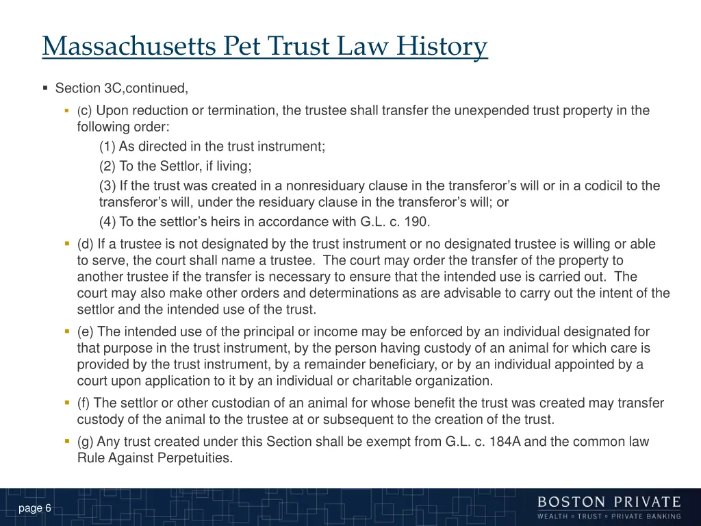 massachusetts pet trust law history 1