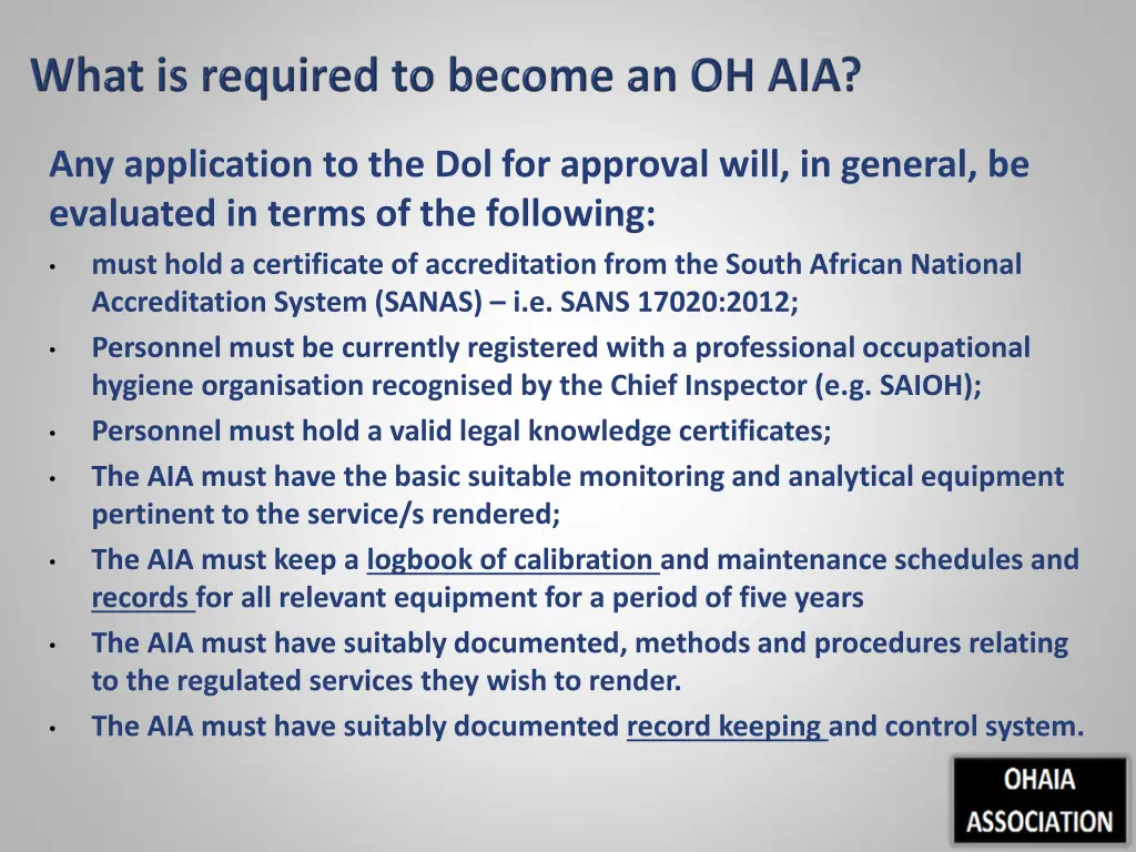 any application to the dol for approval will