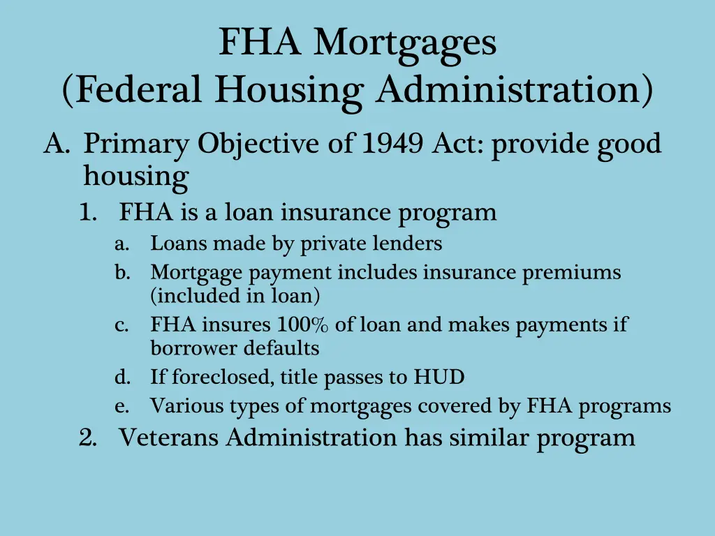 fha mortgages