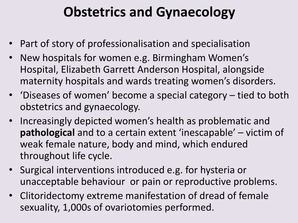 obstetrics and gynaecology