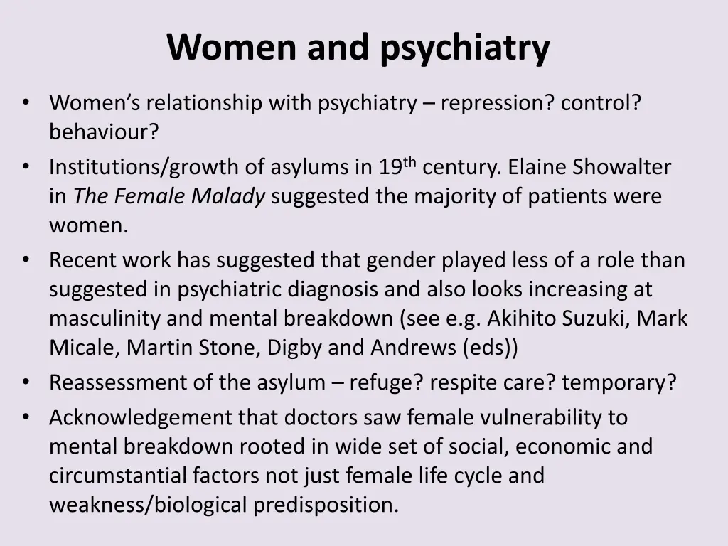 women and psychiatry