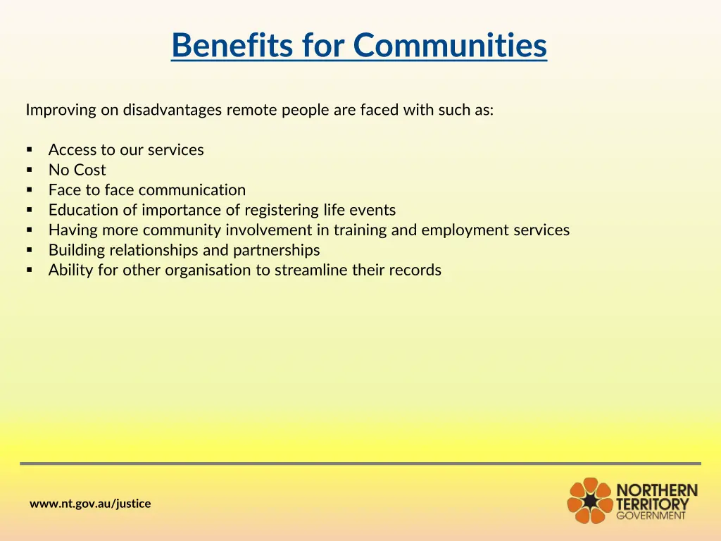 benefits for communities