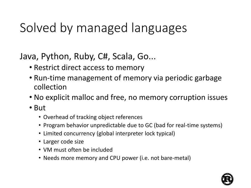 solved by managed languages