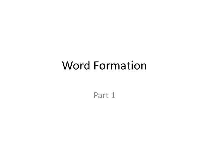 word formation