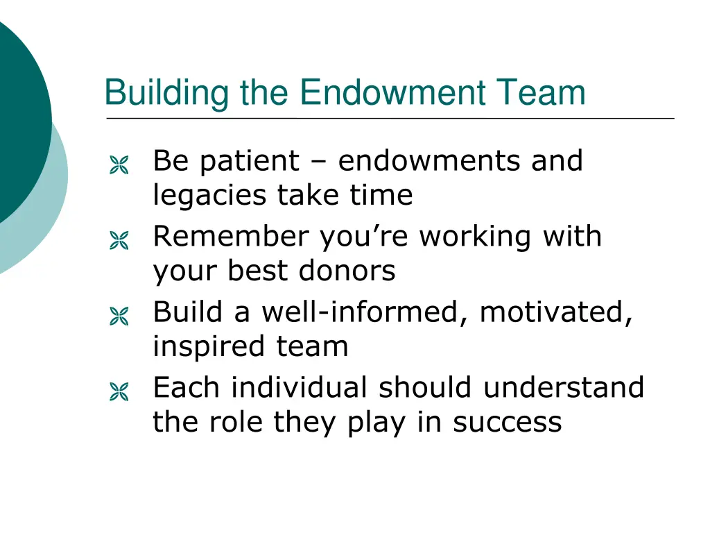 building the endowment team