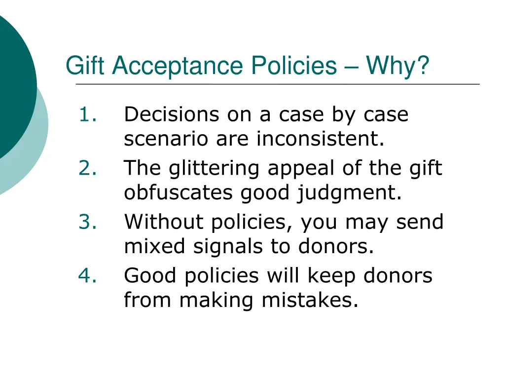 gift acceptance policies why