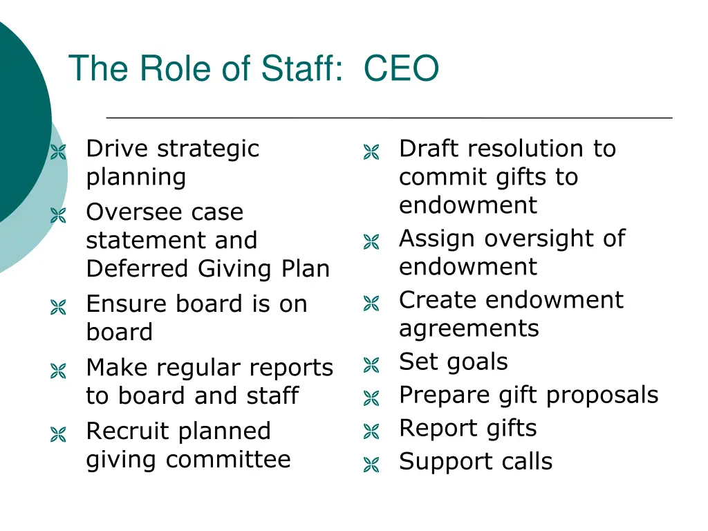 the role of staff ceo