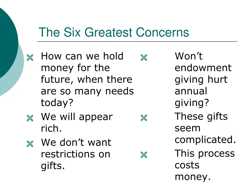 the six greatest concerns