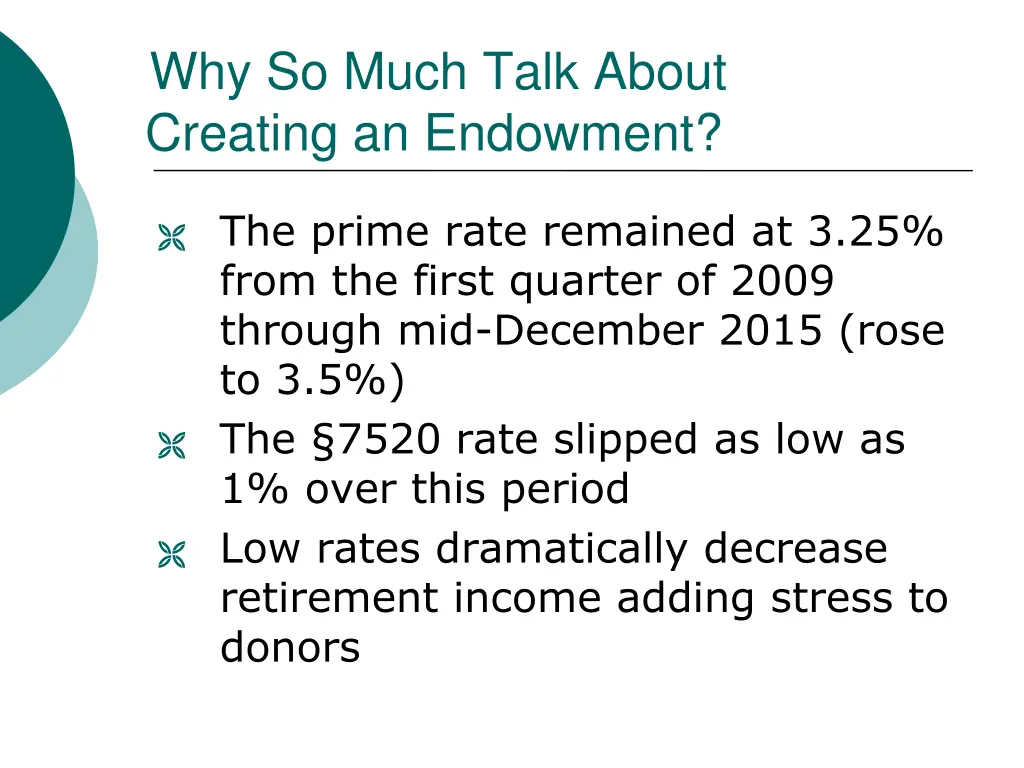 why so much talk about creating an endowment 2