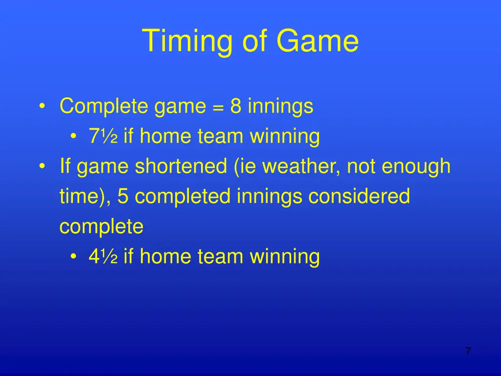 timing of game 1