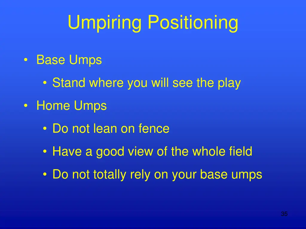 umpiring positioning