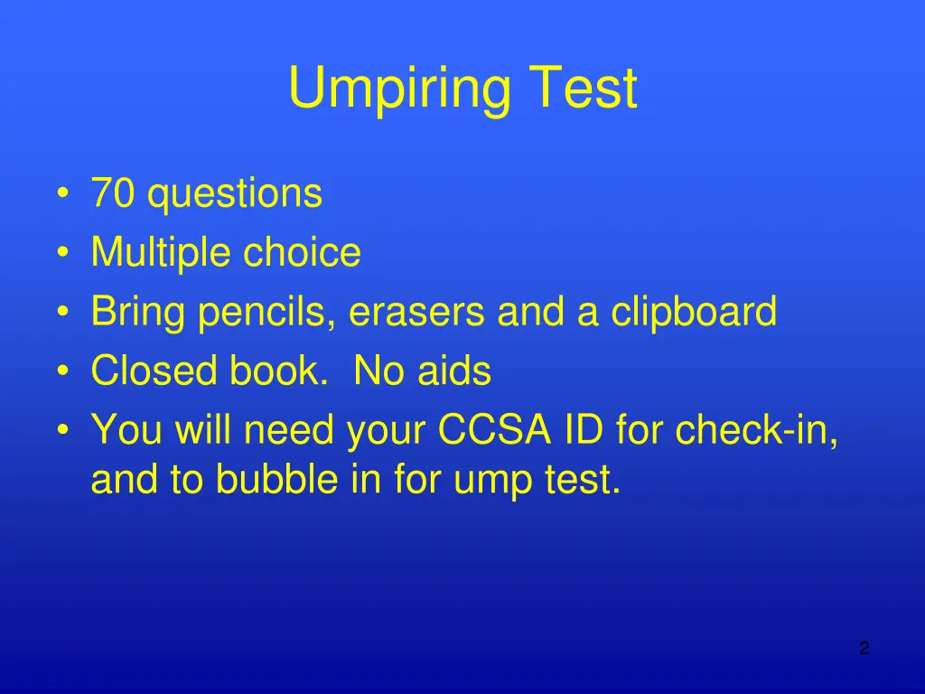 umpiring test