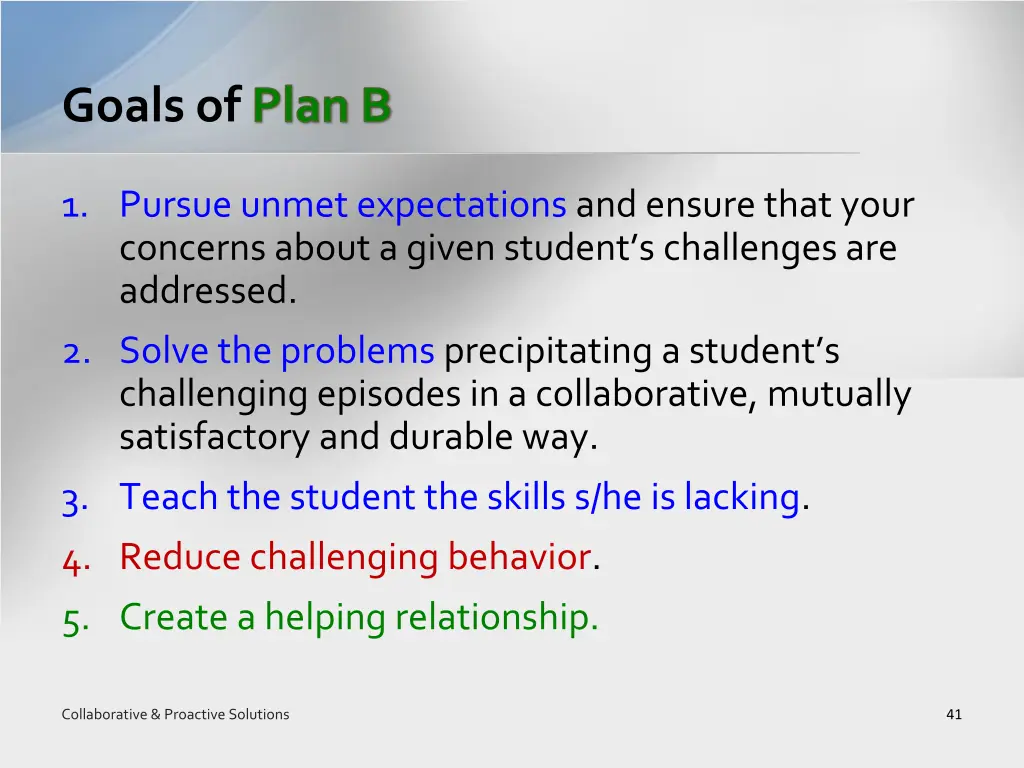 goals of plan b