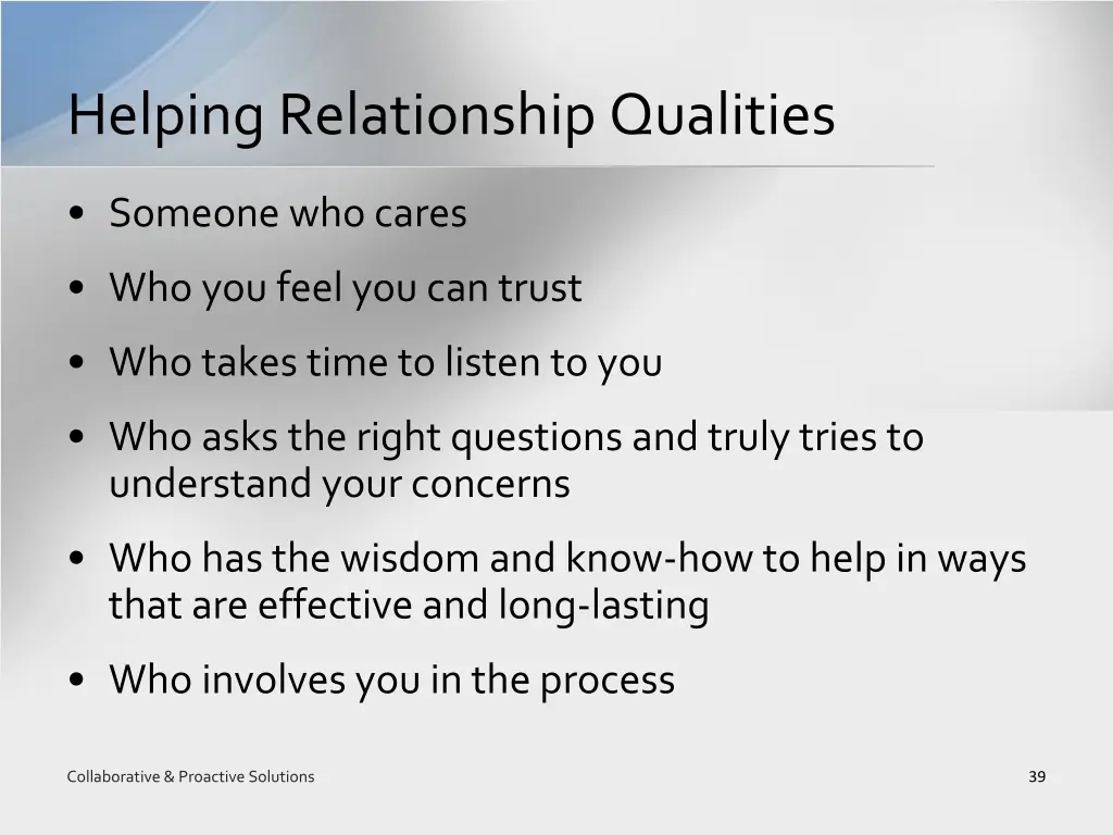 helping relationship qualities