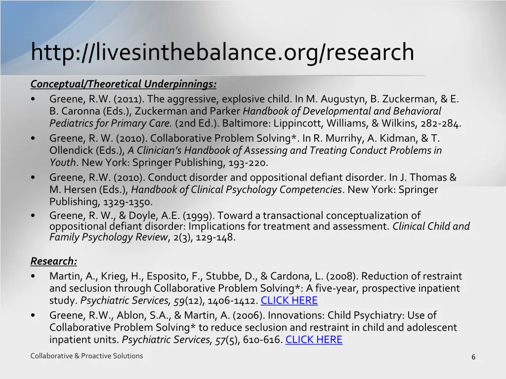 http livesinthebalance org research