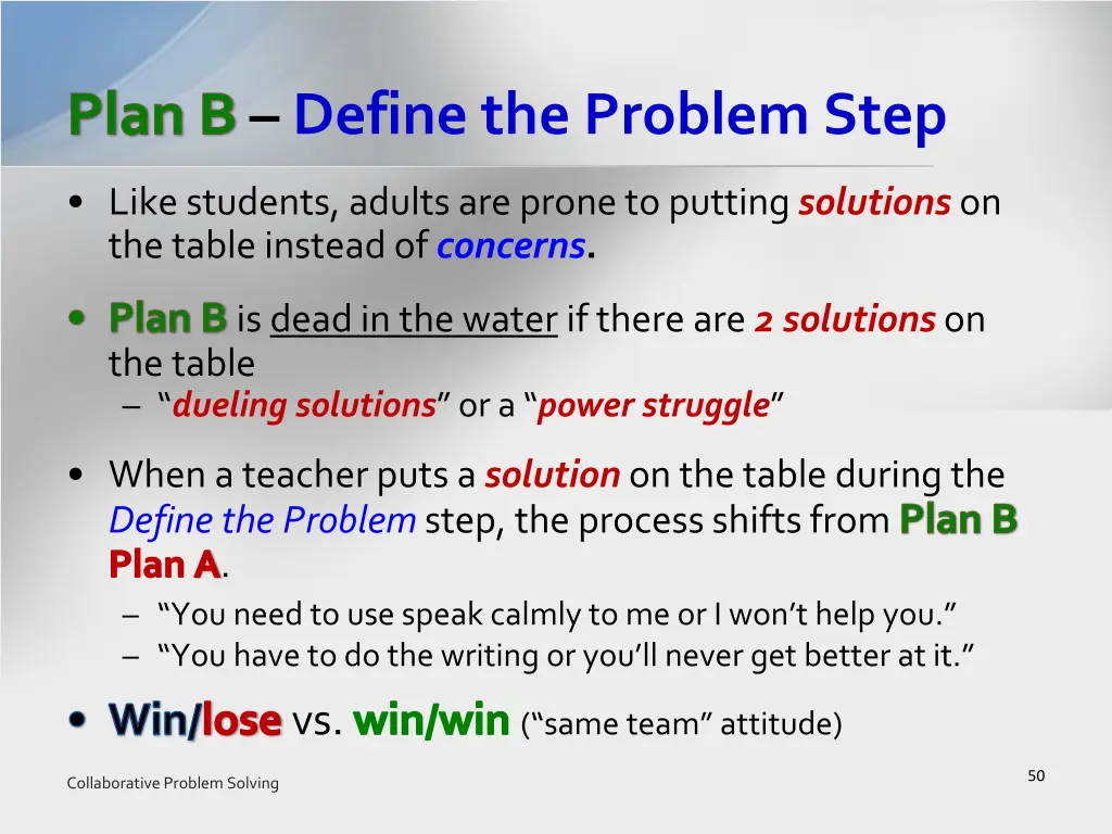 plan b define the problem step 1