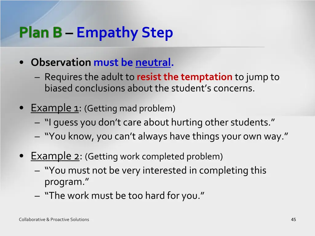 plan b empathy step 2