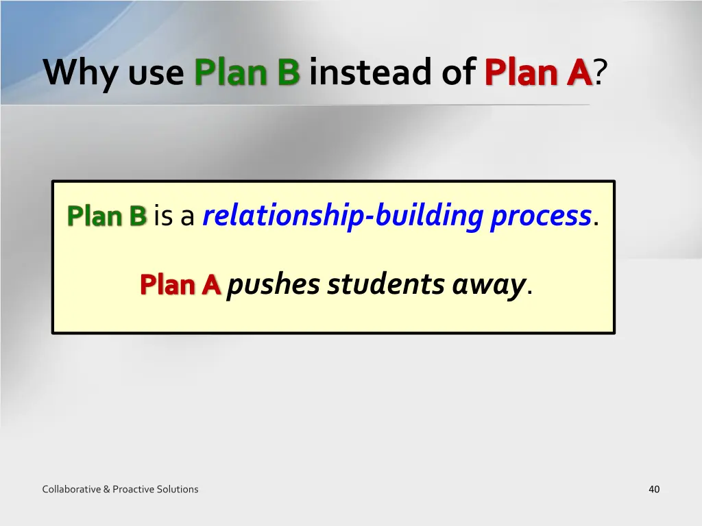 why use plan b instead of plan a 1