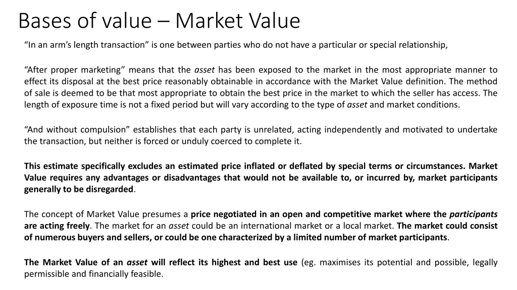 bases of value market value 1