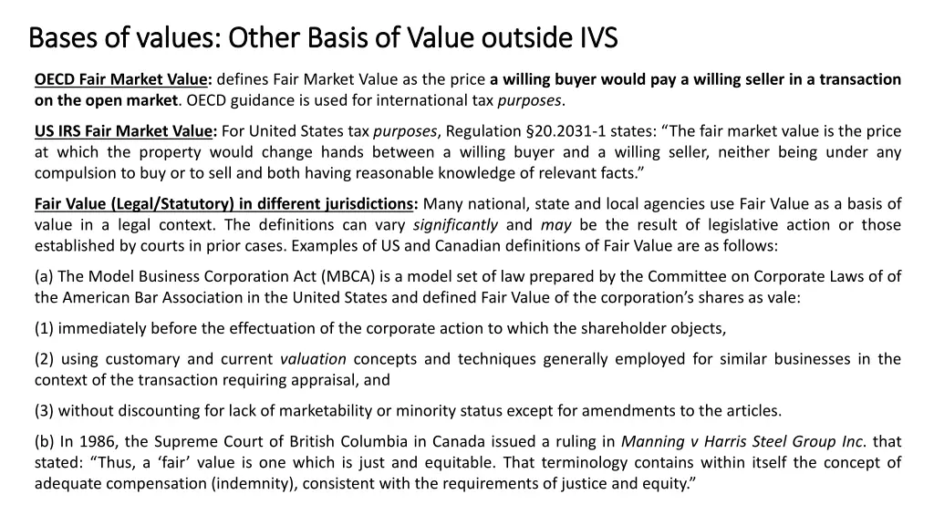 bases of values bases of values other basis of