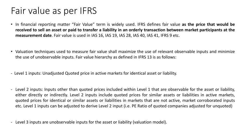 fair value as per ifrs