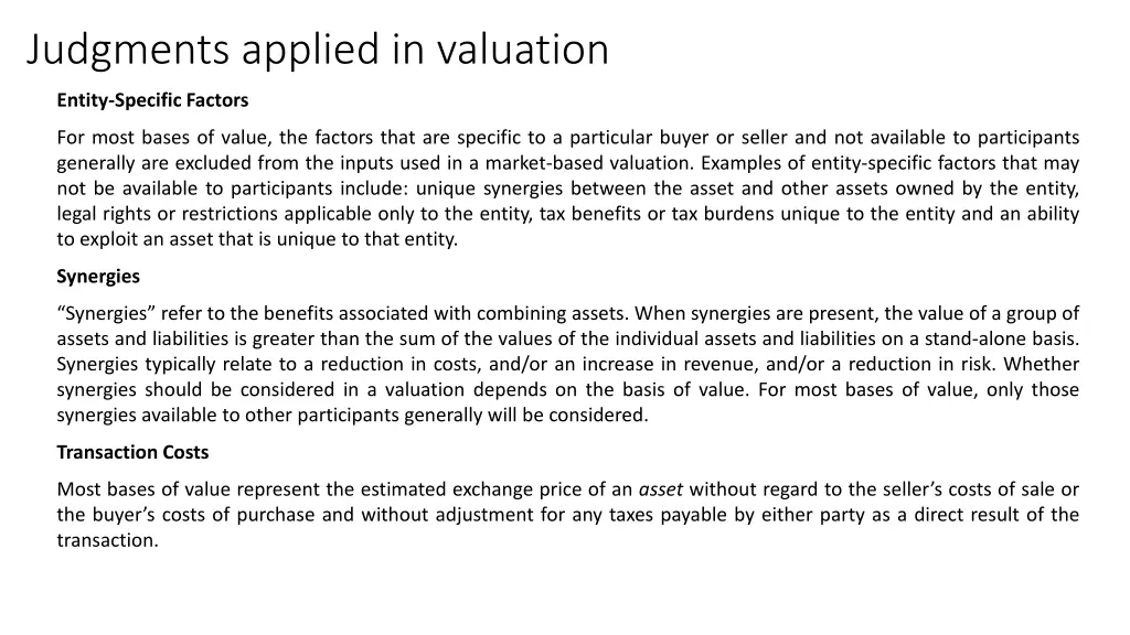 judgments applied in valuation 1