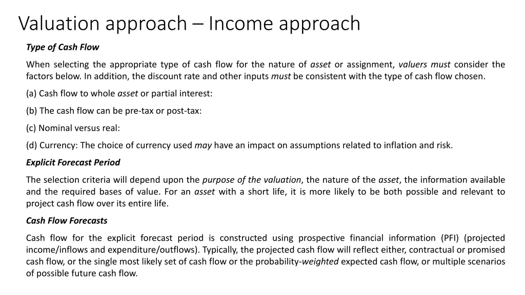 valuation approach income approach 1