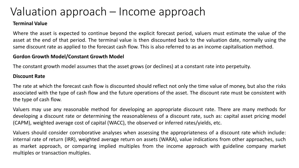 valuation approach income approach 2