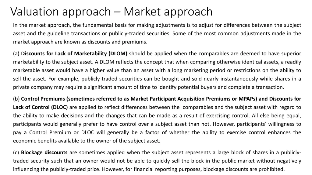 valuation approach market approach 1