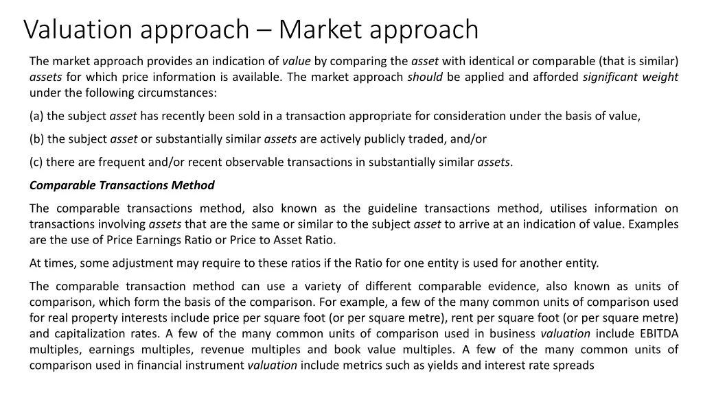 valuation approach market approach