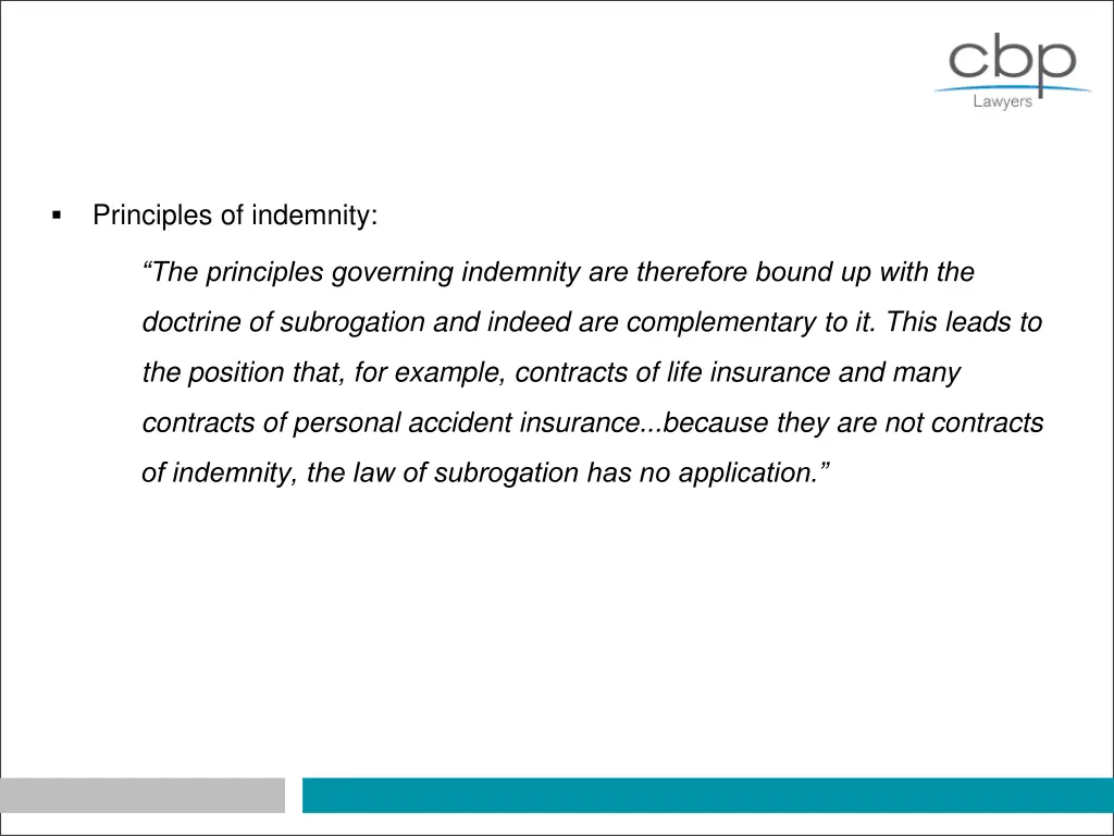 principles of indemnity