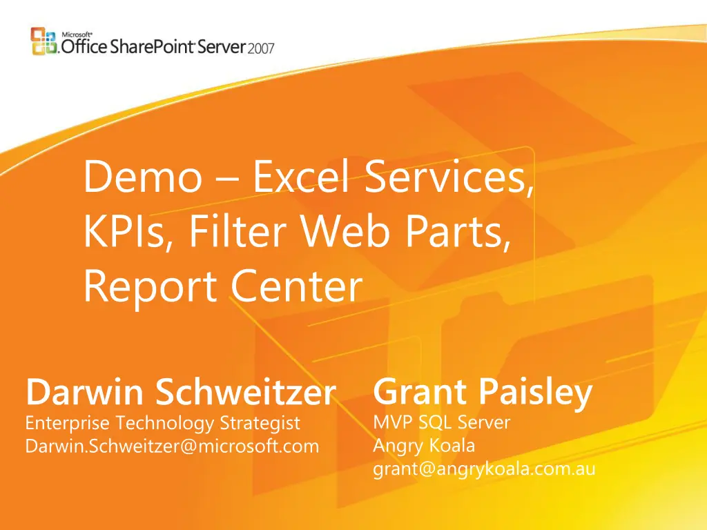 demo excel services kpis filter web parts report