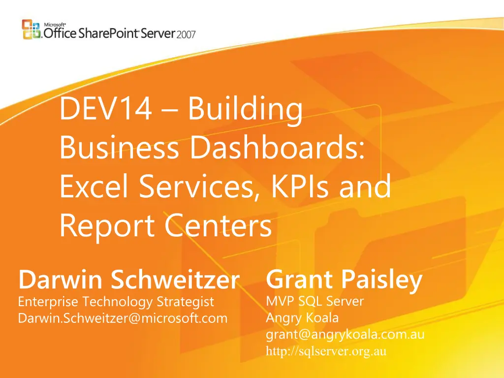 dev14 building business dashboards excel services