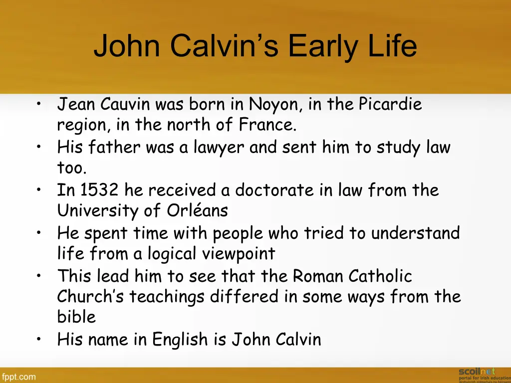 john calvin s early life