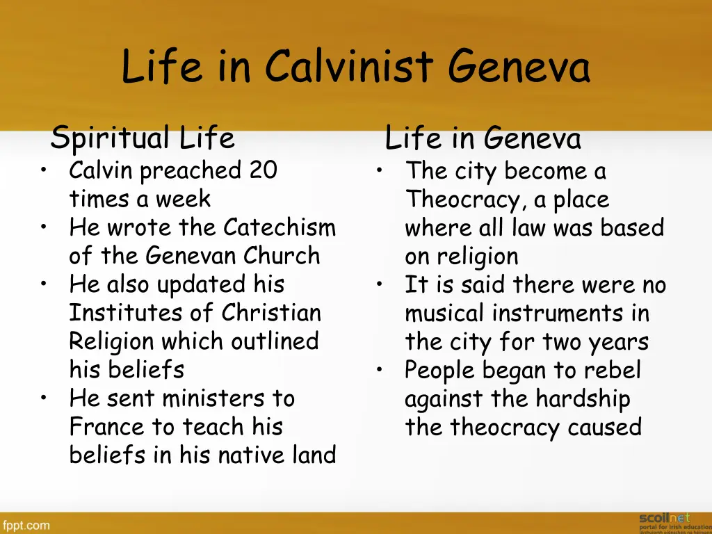 life in calvinist geneva