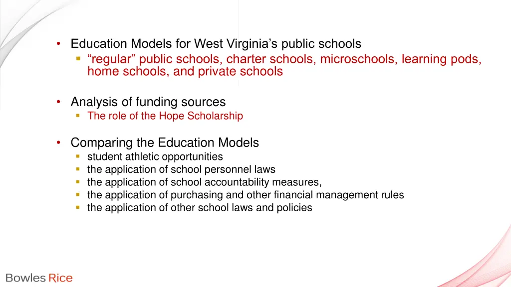 education models for west virginia s public