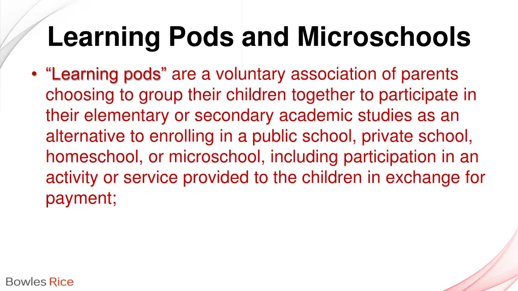 learning pods and microschools