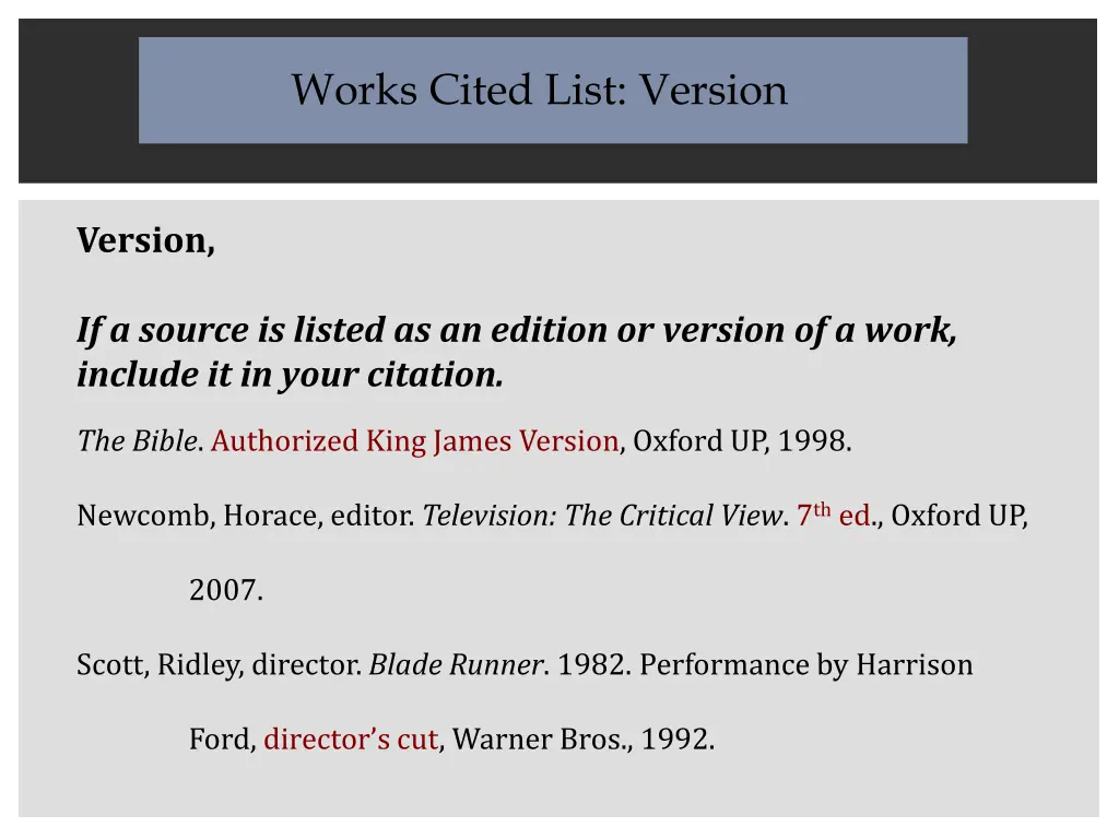 works cited list version